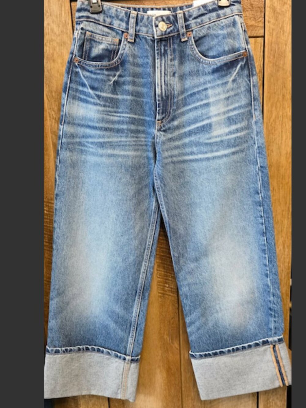 Zara Mid-Rise Turn Up Wide Leg Denim BNWT - Picture 2 of 6
